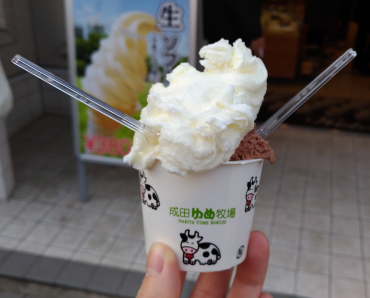 成田ゆめ牧場のミルクとチョコレートのジェラート